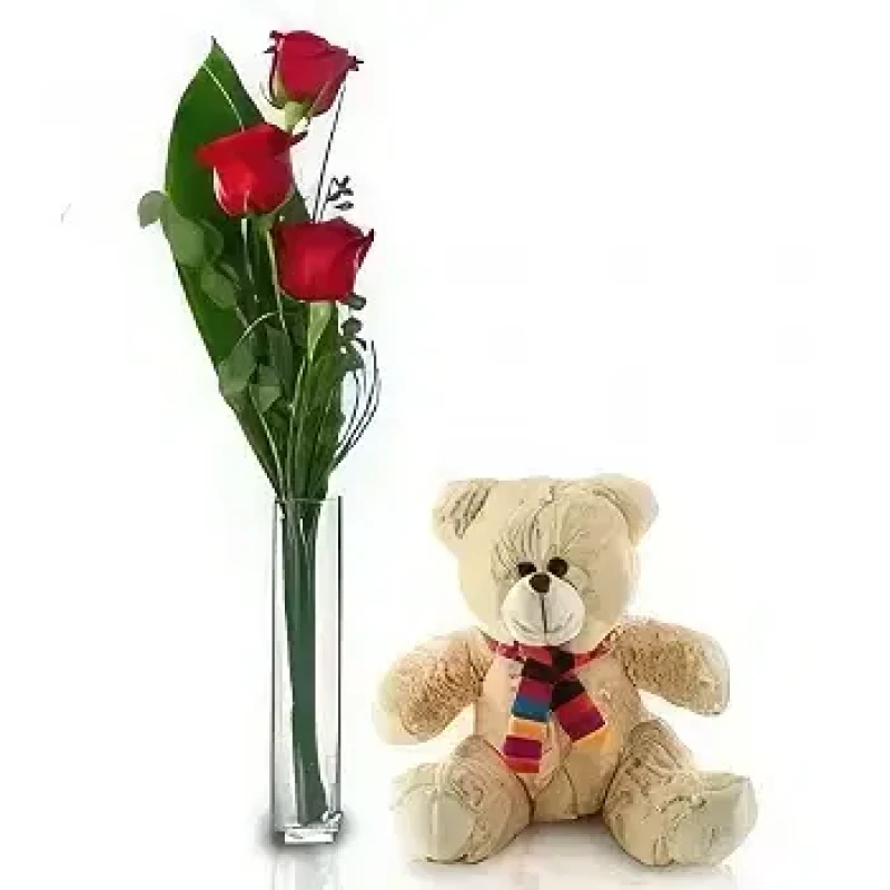 Vazoda 3 gül ayıcık 